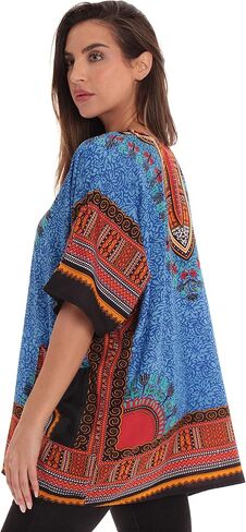 قميص ريفييرا صن داشيكي للنساء مع جيوب بطباعة قبلية أفريقية in Kuwait