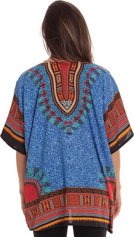 قميص ريفييرا صن داشيكي للنساء مع جيوب بطباعة قبلية أفريقية in Kuwait