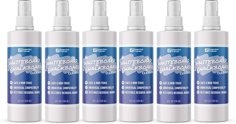 Whiteboard Cleaner Spray (8 fl oz), The Best for Removing Shadowing from Dry Erase Boards, Chalkboards & Liquid Chalk Markers - Safe & Non-Toxic, Made in USA by Essential Values (8 oz + Fiber) in Saudi Arabia