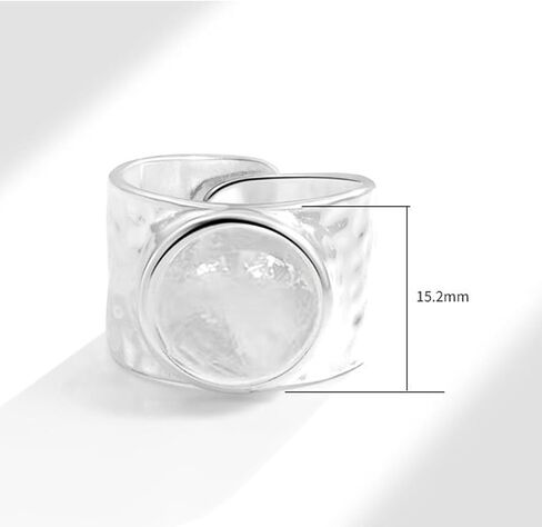 Handmade Hammered 925 Sterling Silver Rings Open Adjustable Wide Cuff Band Ring Thumb Rings for Women Men in Saudi Arabia