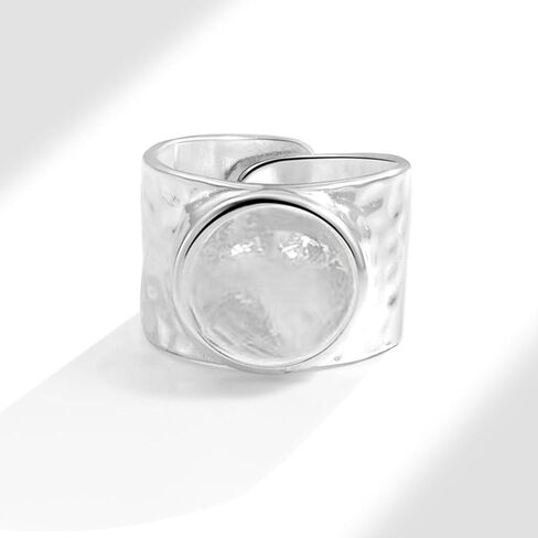 Handmade Hammered 925 Sterling Silver Rings Open Adjustable Wide Cuff Band Ring Thumb Rings for Women Men in Saudi Arabia