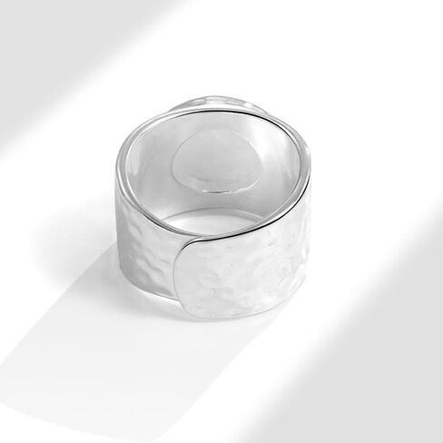Handmade Hammered 925 Sterling Silver Rings Open Adjustable Wide Cuff Band Ring Thumb Rings for Women Men in Saudi Arabia