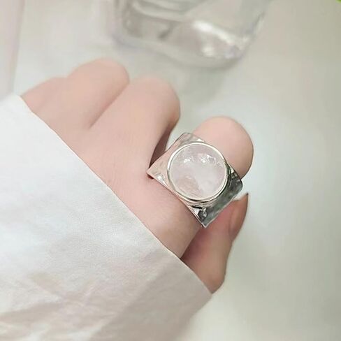 Handmade Hammered 925 Sterling Silver Rings Open Adjustable Wide Cuff Band Ring Thumb Rings for Women Men in Saudi Arabia