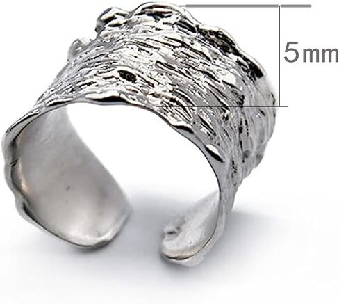 Handmade Hammered 925 Sterling Silver Rings Open Adjustable Wide Cuff Band Ring Thumb Rings for Women Men in Saudi Arabia