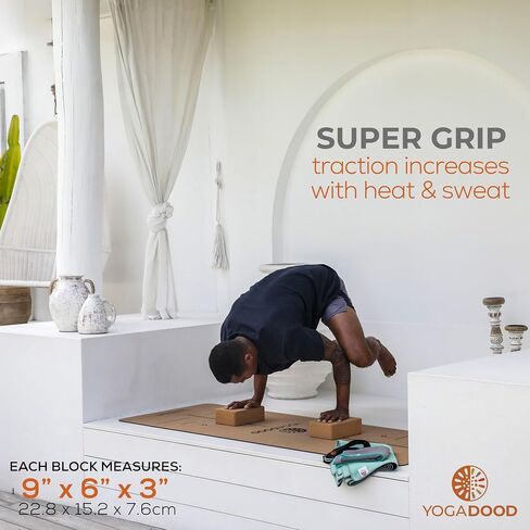Premium Cork Yoga Block 2 pack - Ideal for Yoga Enthusiasts, 2 cork yoga blocks with grip strength, Perfect for Yoga Mat Use in Saudi Arabia