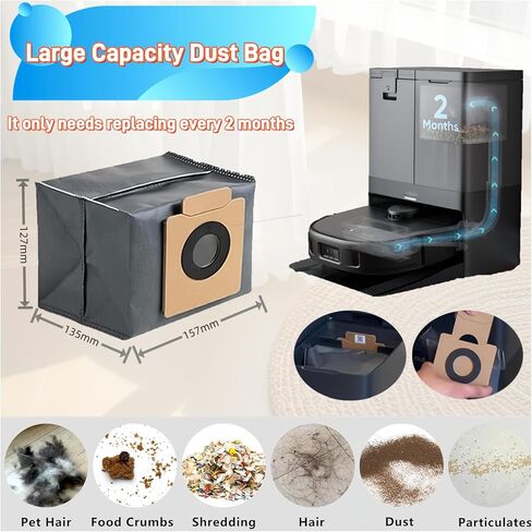 مجموعة إكسسوارات X10 مكونة من 18 قطعة بديلة متوافقة مع مكنسة Eufy X10 3930 3933 Pro Omni الكهربائية، 2 فرشاة رئيسية، 4 وسادات قماش ممسحة، 4 فرش جانبية، 4 مرشحات HEPA، 4 أكياس غبار بديلة in Kuwait