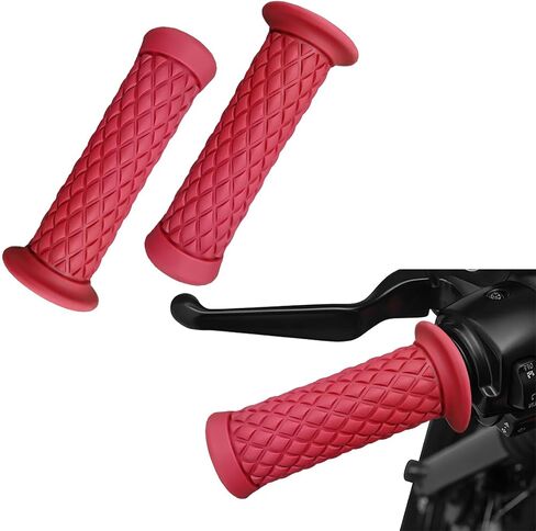 2 PCS Motorcycle Hand Grips, 7.8" Anti-Slip Soft Rubber Thruster Grip Handlebar, Comfortable Vintage Motorcycle Handlebar Pillow Top Grips, Motorcycle Hand Bar Replacement (Black) in Saudi Arabia