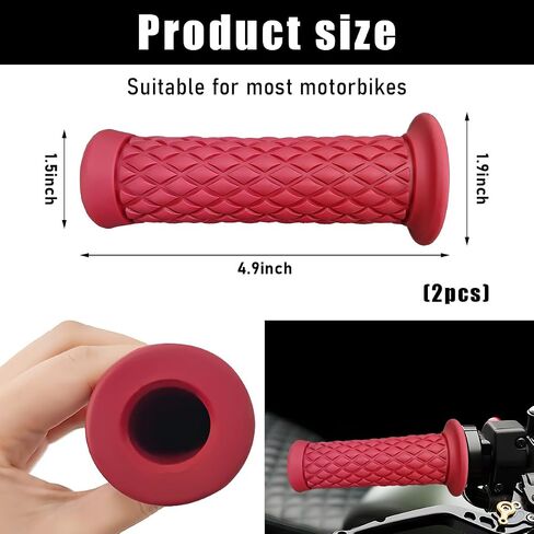 2 PCS Motorcycle Hand Grips, 7.8" Anti-Slip Soft Rubber Thruster Grip Handlebar, Comfortable Vintage Motorcycle Handlebar Pillow Top Grips, Motorcycle Hand Bar Replacement (Black) in Saudi Arabia