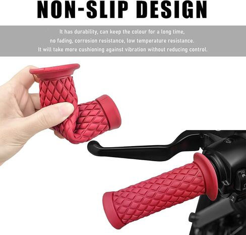 2 PCS Motorcycle Hand Grips, 7.8" Anti-Slip Soft Rubber Thruster Grip Handlebar, Comfortable Vintage Motorcycle Handlebar Pillow Top Grips, Motorcycle Hand Bar Replacement (Black) in Saudi Arabia