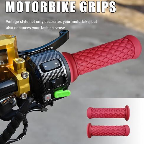 2 PCS Motorcycle Hand Grips, 7.8" Anti-Slip Soft Rubber Thruster Grip Handlebar, Comfortable Vintage Motorcycle Handlebar Pillow Top Grips, Motorcycle Hand Bar Replacement (Black) in Saudi Arabia