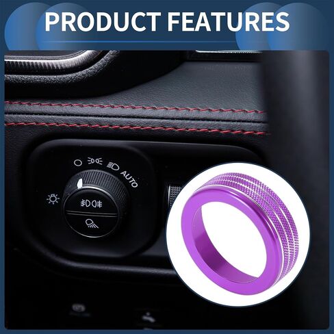 Headlight Fog Light Control Switch Knob Cover Ring, Interior Decal Trim for Dodge for RAM 2018-2022 Blue, 1 Pc in Saudi Arabia