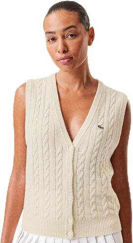 Lacoste Women's Sleeveless Cashmere Cardigan in Saudi Arabia