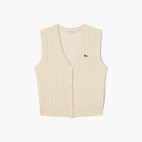 Lacoste Women's Sleeveless Cashmere Cardigan in Saudi Arabia