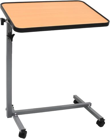 Overbed Table with Wheels,Sturdy Iron Table Frame Adjustable Height & Angle, Over Bed Desk Hospital Tray Table Sofa Chair Side Table for Home Office，Medical Patient Care in Saudi Arabia