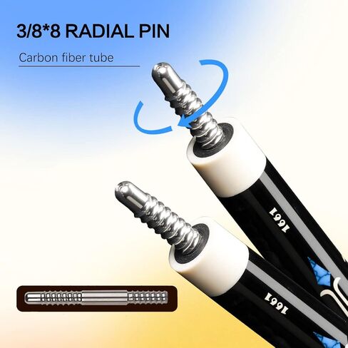 Carbon Fiber Pool Cue Stick Technology Low Deflection Billiard Cue ( 12.5mm Carbon Fiber Shaft, 4 Pieces of Carbon Tubes Inside Butt, Leather Handle, 3/8*8 Radial Pin Joint, Adjustable Weight) in Saudi Arabia
