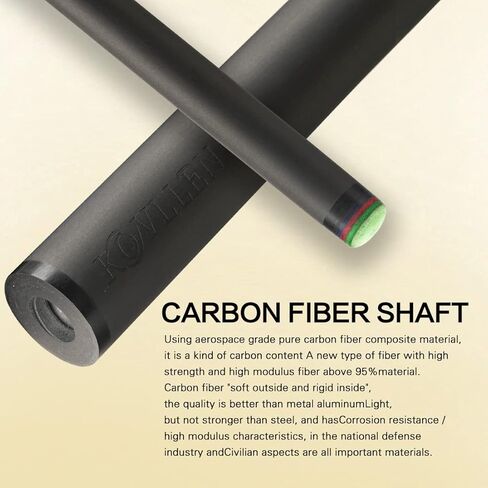 Carbon Fiber Pool Cue Stick Technology Low Deflection Billiard Cue ( 12.5mm Carbon Fiber Shaft, 4 Pieces of Carbon Tubes Inside Butt, Leather Handle, 3/8*8 Radial Pin Joint, Adjustable Weight) in Saudi Arabia