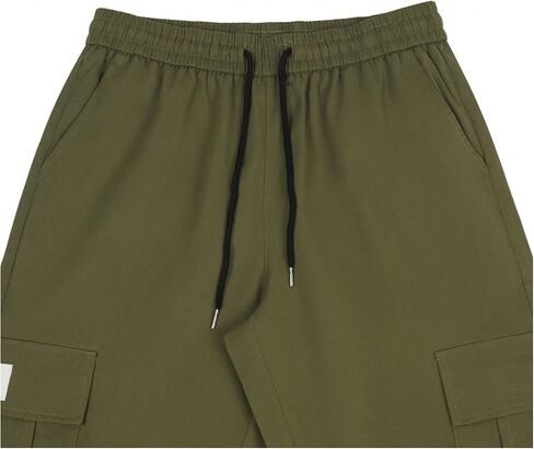 OYOANGLE Men's Letter Patched Drawstring Waist Cargo Pants Casual Joggers with Pocket in Saudi Arabia