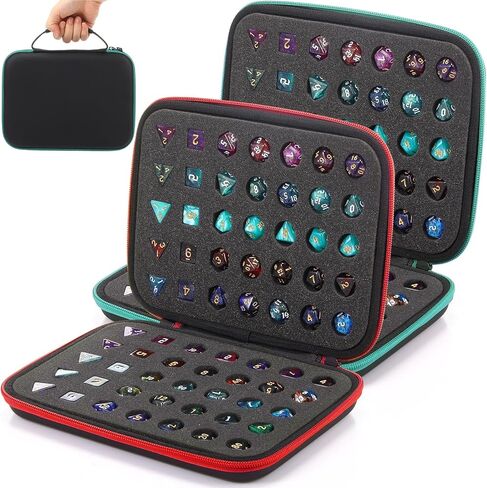 Aoriher 2 Pcs Dice Case Dice Box Dice Holder Display Storage Case with Handle Slotted Tray Holds 70 Dices Large Capacity Travel Case Organizer Role Playing Game for Rpg Table Game(Green, Purple) in Saudi Arabia