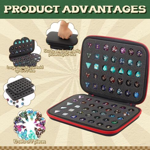 Aoriher 2 Pcs Dice Case Dice Box Dice Holder Display Storage Case with Handle Slotted Tray Holds 70 Dices Large Capacity Travel Case Organizer Role Playing Game for Rpg Table Game(Green, Purple) in Saudi Arabia