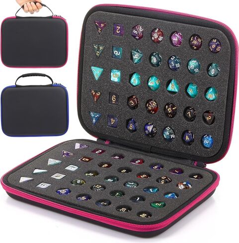 Aoriher 2 Pcs Dice Case Dice Box Dice Holder Display Storage Case with Handle Slotted Tray Holds 70 Dices Large Capacity Travel Case Organizer Role Playing Game for Rpg Table Game(Green, Purple) in Saudi Arabia