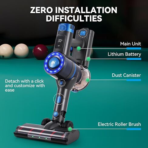 منظف ​​قماش طاولة البلياردو من نيوهاي، مكنسة كهربائية لطاولة البلياردو بقدرة 26 كيلو باسكال، آلة تنظيف قماش البلياردو اللاسلكية من الليثيوم بقدرة 250 وات لقاعات البلياردو in Kuwait