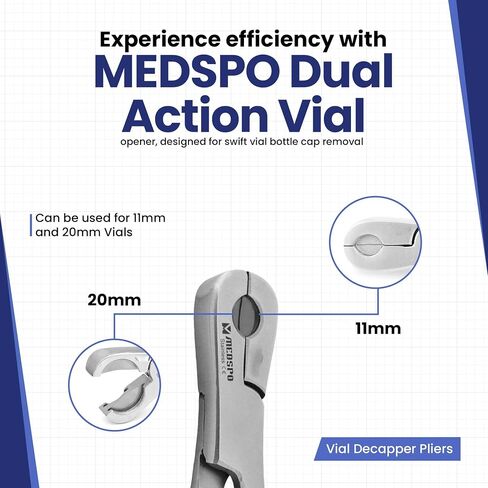 Dual Action Vial Opener and Vial Decapper | Durable Ergonomic Vial Cap Remover | Easy to Use Vial Opener Tool | For Medical Applications and Opening Pharmacy Medicine Bottles (11mm x 20mm) in Saudi Arabia