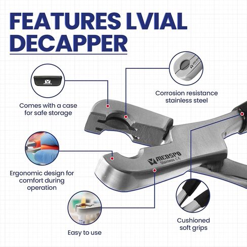 Dual Action Vial Opener and Vial Decapper | Durable Ergonomic Vial Cap Remover | Easy to Use Vial Opener Tool | For Medical Applications and Opening Pharmacy Medicine Bottles (11mm x 20mm) in Saudi Arabia