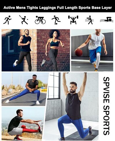 SPVISE Compression Pants Men Leggings for Sports Gym Cool Dry Athletic Tights Base Layer for Running Football Basketball Yoga in Saudi Arabia