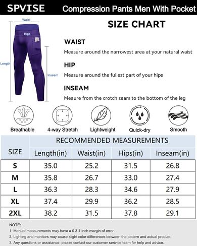 SPVISE Compression Pants Men Leggings for Sports Gym Cool Dry Athletic Tights Base Layer for Running Football Basketball Yoga in Saudi Arabia