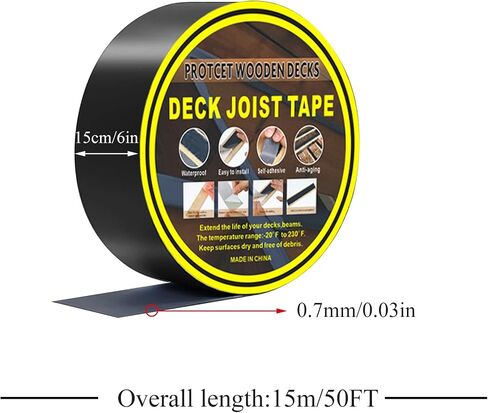 kingsea Deck Joist Butyl Tape, Joist Tape for Decking 2" x 50', Waterproof Deck Joist Tape, Seal Antiseptic Deck Joist Butyl Tape, Self-Adhesive Flashing Joist Tape for Joists Beams Wood Deck in Saudi Arabia
