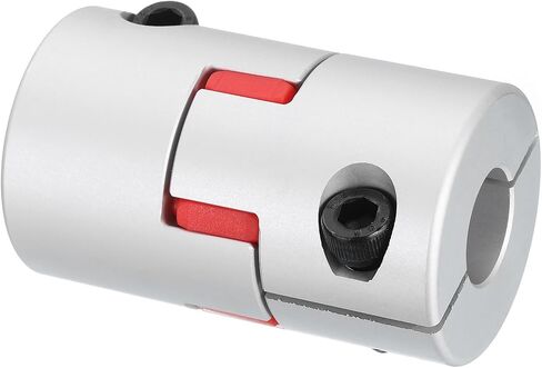 uxcell D40 L66 15 مم إلى 15 مم عمود البرقوق المرن اقتران محرك الألومنيوم موصل العنكبوت المرن لآلة CNC للطابعة ثلاثية الأبعاد ومحرك متدرج مؤازر (لون فضي/أحمر) in Saudi Arabia