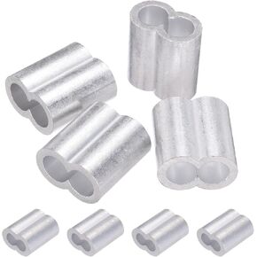 PATIKIL 1/2"/ 12mm Aluminum Crimping Loop Sleeves, 4Pcs Cable Crimp Ferrules Wire Rope Sleeves Loops for Rigging Railing, Silver Tone