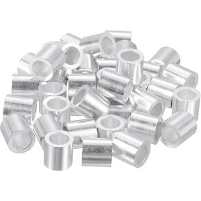 uxcell 40Pcs Aluminum Crimping Loop Sleeve for 5/16" Diameter Wire Rope, Round Aluminum Wire Rope Sleeve for Cable Line End