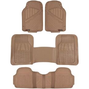 سجادات وبطانات أرضية مطاطية شديدة التحمل من Motor Trend FlexTough 3 صفوف من الشاحنات الضخمة/SUV/Van Combo - شديدة التحمل عديمة الرائحة لحماية جميع الأحوال الجوية، زخرفة عالمية لتناسب، أسود in Kuwait