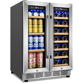 Back Bar Cooler Undercounter Beverage Refrigerator with Glass Door, Commercial Display Fridge for Beer Drink Soda with Temperature Control, 7.2Cu. Ft. Large Capacity, White