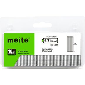 meite 18 Gauge Brad Nails, 1-1/2 Inch 18GA Brad Nails Galvanized Small Finishing Nail Gun Nails for Pneumatic, Electric Brad Nailer Gun (1,000 Counts)