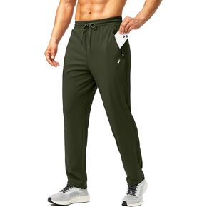 Pudolla Men's Sweatpants with Zipper Pockets Stretch Athletic Gym Pants Open Bottom for Running Casual Lounge Wear