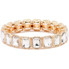 Lavencious Elegant and Thin Stretch Bracelet Adorned with Sparking Crystals Bridal Wedding Jewelry for Women 7" in Kuwait