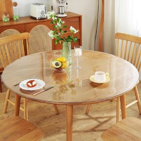 Warmstar Clear Table Protector 2mm Thick, Dia.48 Inch Round Clear Table Cover Protector, Plastic Table Cover, Clear Desk Mat Desk Pad, Desk Protector Mat for Coffee Table, Writing Desk, Dining Room