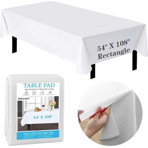 Table Protector Waterproof Deluxe Heavy Duty Vinyl Tablecloth with Flannel Backing Protects Tables from Spills and Scratches Cut to Fit Table Pad for Dining Room Table, 54" x 90" Rectangle