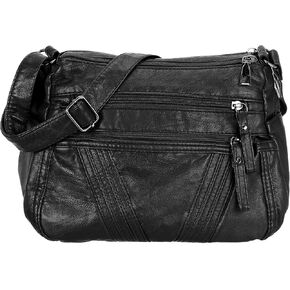 uxcell Crossbody Bag for Women, PU Leather Multi Pocket with Adjustable Straps Women's Shoulder Sling Handbags Soft Purse