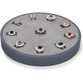 10Slots Ring Tray Round Ring Holder Display PU Leather Ring Earring Organizer Ring Display Tray Jewelry Tray Jewelry Display Tray Microfiber Interior Jewelry Organizer Tray(Green)