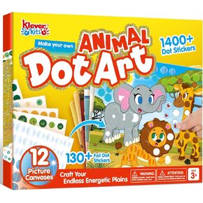 Klever Kits Dot Art Kit for Kids, No Mess Sticker for Toddlers 3-7, Craft Kits, DIY Creative Activity, Travel Toy, Birthday for Boys Girls (Unicorns & Princess)
