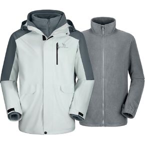 CAMEL CROWN Men’s Ski Jackets 3 in 1 Waterproof Winter Jackets Snow Jackets Windproof Hooded with Inner Fleece Coat