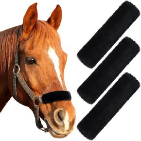 3 Pcs Horse Halter Noseband Cover Sherpa Fleece Halter Covers for Horses Bridle Nose Band Padded Replacement Accessories,11.8 x 3.1 Inch