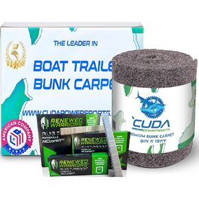 Cuda Powersports Boat Trailer Bunk Carpet - 12in Wide x 13Ft with (500) Rustproof Staples Inside Roll; Marine Carpeting for Boats, Boat Trailer Bunks, Boat Bunk Carpet Bunk Carpet for Boat Trailers