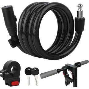 E Scooter Lock, Bike Cable Lock of 4 Feet Bike Lock with 2pcs Keys with Mounting Bracket Anti Cutting 12mm Thick Steel Cable Heavy Duty Bicycle Lock Cable for Strong Anti-Theft