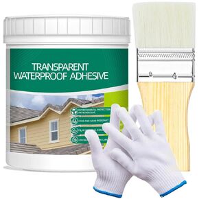 500G/18Fl.oz Transparent Waterproof Coating Invisible Waterproof Agent Set with Indoor&Outdoor Insulating Sealant with Wooden Brush Cut Resistant Work Gloves ﻿