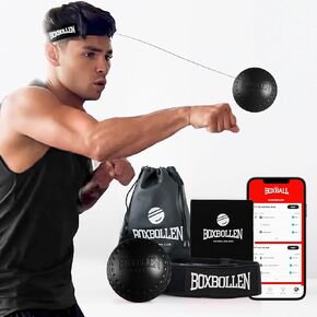 Original with App (iOS & Android) Boxing Ball with Adjustable Headband, Stocking Stuffer Ideas, Fun Sports Game for All Ages, Hand Eye Coordination Boxball Workout