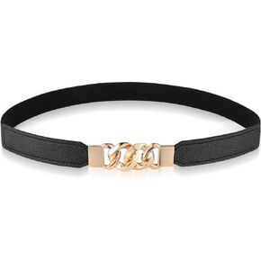 Amaxiu Women Elastic Skinny Belt, Stretchy Thin Belt Invisible Stretch Belts with Gold Buckle Ladies Waist Belt Dress Belt